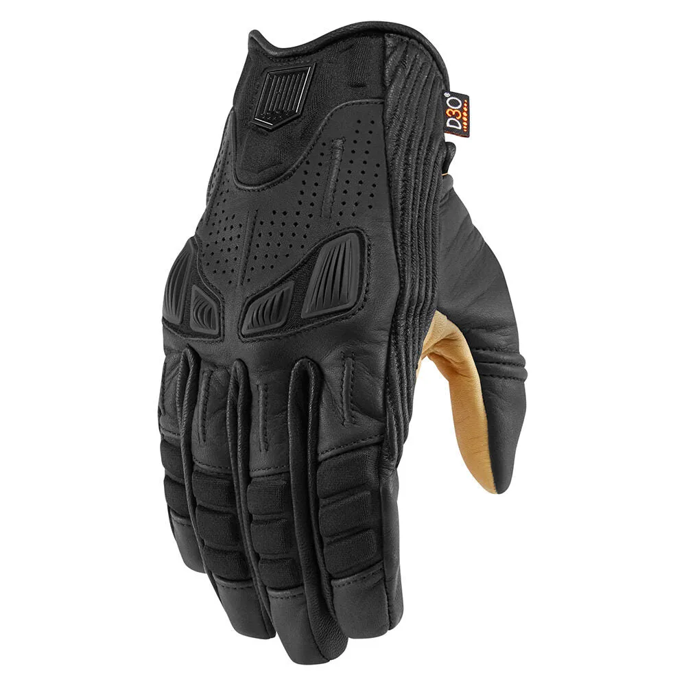 Icon 1000 Axys Mens Motorcycle Short Leather Glove - Black